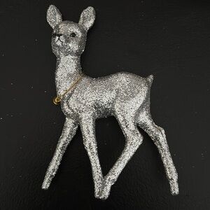 Silver Glitter Deer Decor